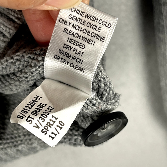 Banana Republic Shawl Collar Sweater Mens Large Gray Elbow Shoulder Patch Cotton - Picture 11 of 16